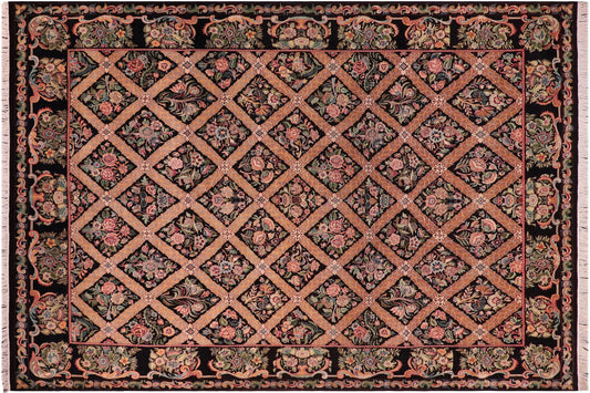 handmade Transitional Bakhtair Black Black Hand Knotted RECTANGLE 100% WOOL area rug 9x12