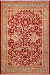 Traditional Agra #2 Rachelle Red Lt. Blue Hand Knotted Area rugs 9 x 12