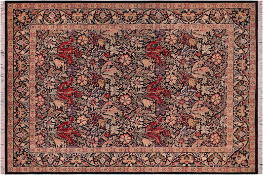 handmade Transitional Gulshanayub Black Black Hand Knotted RECTANGLE 100% WOOL area rug 9x12