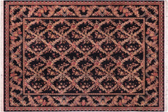 handmade Transitional Basan Black Black Hand Knotted RECTANGLE 100% WOOL area rug 9x12