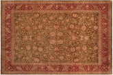 handmade Transitional Kashan Green Red Hand Knotted RECTANGLE 100% WOOL area rug 9x12