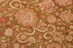 Semi-Antique Kashan Petra Green/Red Wool Rug - 9'2'' x 12'1''