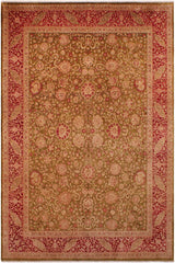 Traditional Kashan Petra Green Red Hand Knotted Area rugs 9 x 12