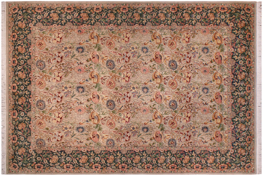 handmade Transitional Irfan Lt. Gray Teal Green Hand Knotted RECTANGLE 100% WOOL area rug 9x12