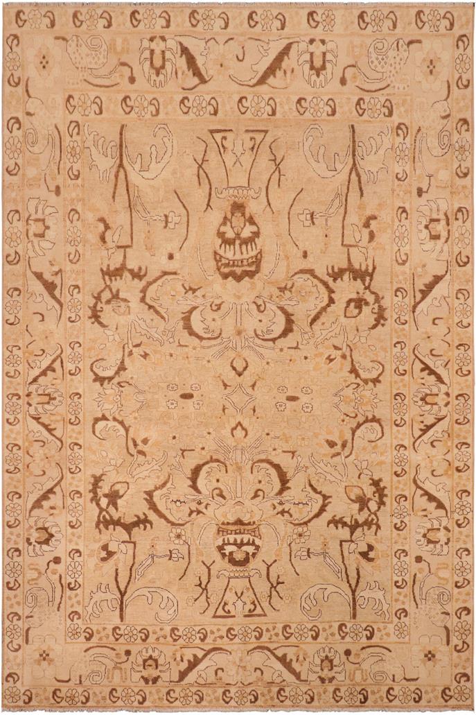 handmade Traditional Kafkaz Tan Brown Hand Knotted RECTANGLE 100% WOOL area rug 8 x 9