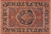 handmade Traditional Kafkaz Rust Blue Hand Knotted RECTANGLE 100% WOOL area rug 8' x 9'