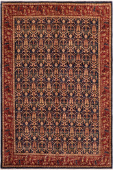 handmade Transitional Kafkaz Blue Red Hand Knotted RECTANGLE 100% WOOL area rug 8 x 10