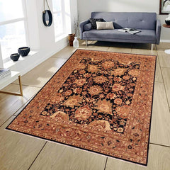 handmade Traditional Kafkaz Blue Brown Hand Knotted RECTANGLE 100% WOOL area rug 8 x 10