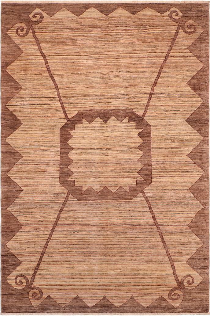 handmade Modern Gabbeh Beige Brown Hand Knotted RECTANGLE 100% WOOL area rug 8  x 11