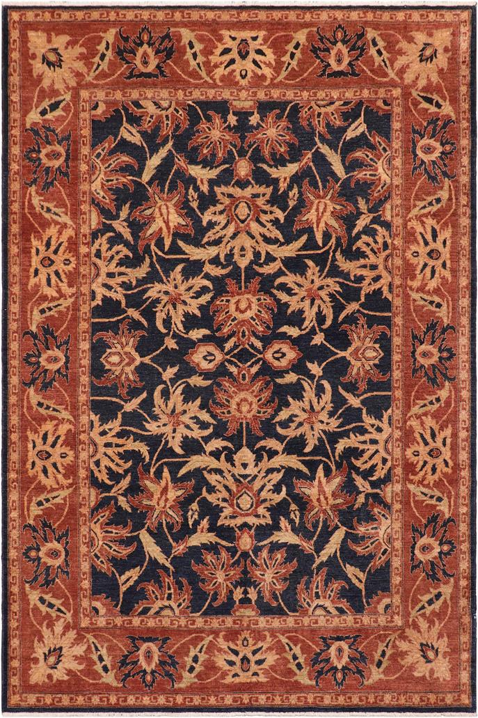 handmade Traditional Kafkaz Blue Rust Hand Knotted RECTANGLE 100% WOOL area rug 8 x 10