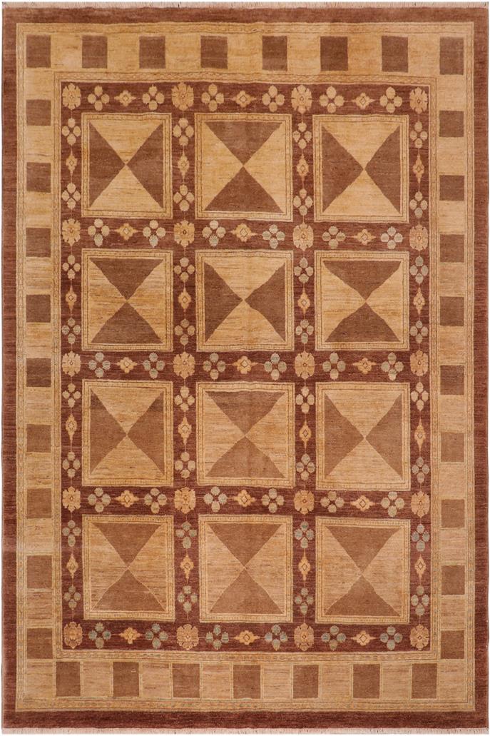 handmade Transitional Kafkaz Brown Tan Hand Knotted RECTANGLE 100% WOOL area rug 8 x 10