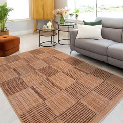 handmade Modern Gabbeh Tan Brown Hand Knotted RECTANGLE 100% WOOL area rug 8  x 10