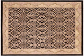 handmade Transitional Kafkaz Black Tan Hand Knotted RECTANGLE 100% WOOL area rug 8' x 10'