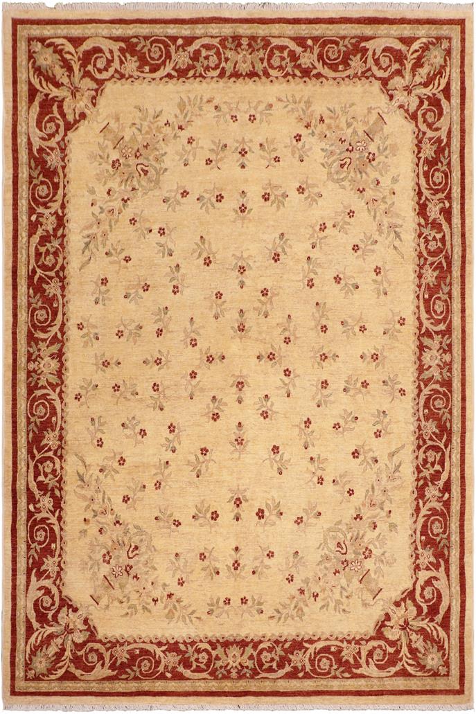 handmade Transitional Kafkaz Beige Rust Hand Knotted RECTANGLE 100% WOOL area rug 8 x 10