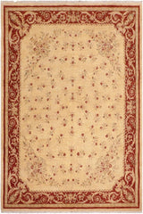 handmade Transitional Kafkaz Beige Rust Hand Knotted RECTANGLE 100% WOOL area rug 8 x 10