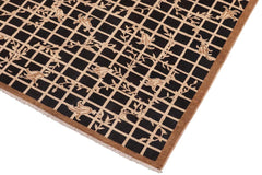 handmade Transitional Kafkaz Black Beige Hand Knotted RECTANGLE WOOL&SILK area rug 8 x 10