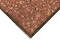 handmade Transitional Kafkaz Brown Green Hand Knotted RECTANGLE 100% WOOL area rug 8 x 10