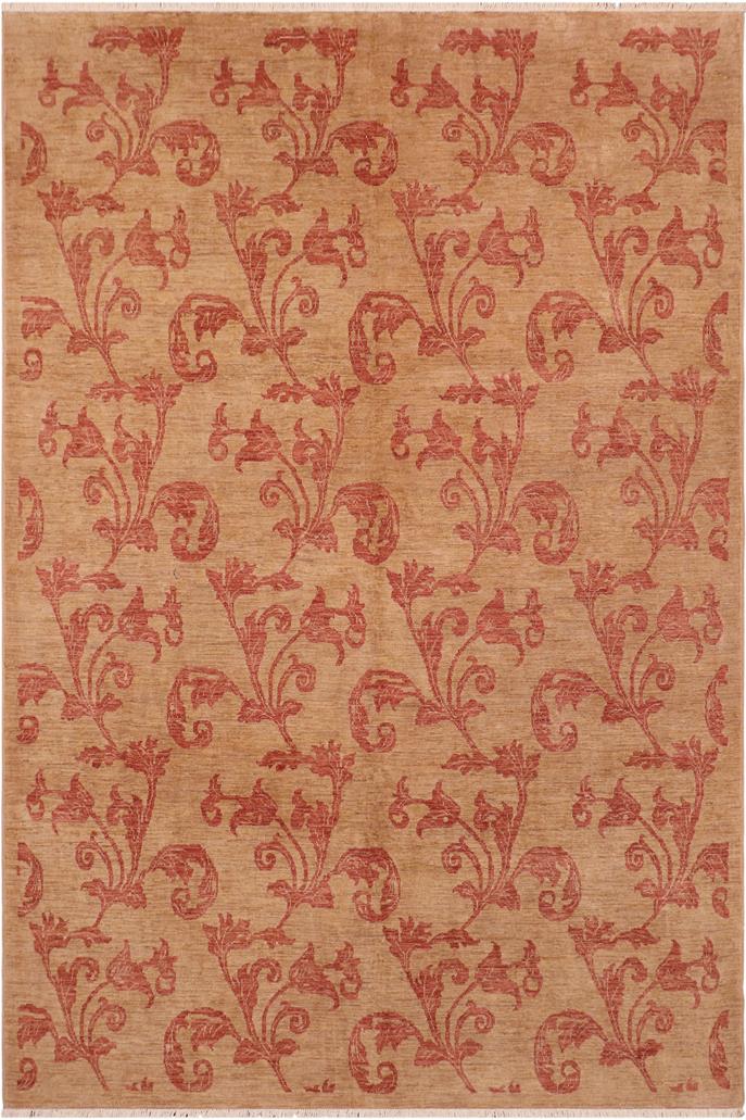 handmade Transitional Kafkaz Tan Rust Hand Knotted RECTANGLE 100% WOOL area rug 8 x 10