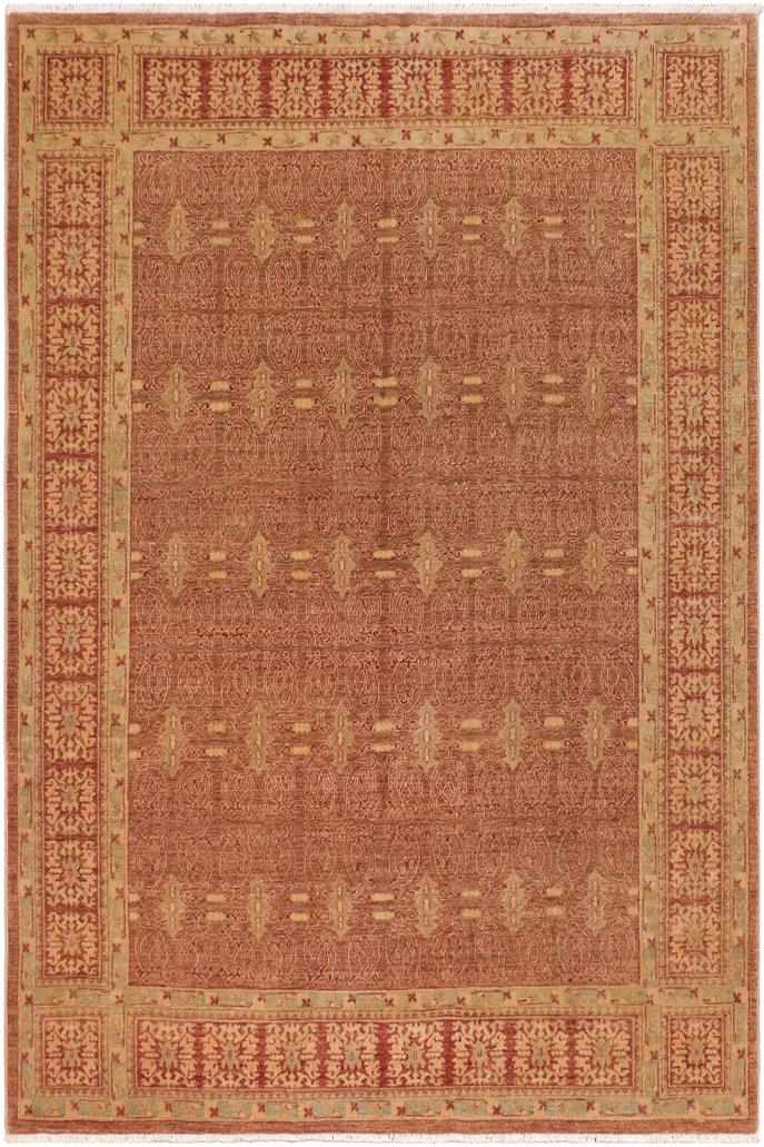 handmade Transitional Kafkaz Brown Copper Hand Knotted RECTANGLE 100% WOOL area rug 8 x 10