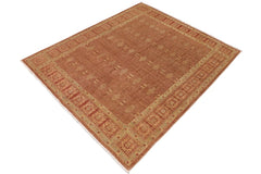 handmade Transitional Kafkaz Brown Copper Hand Knotted RECTANGLE 100% WOOL area rug 8 x 10