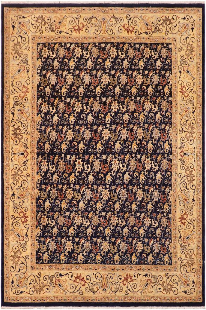 handmade Transitional Kafkaz Blue Beige Hand Knotted RECTANGLE 100% WOOL area rug 8 x 10