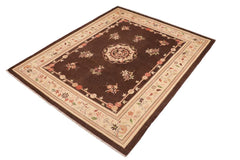 handmade Traditional Kafkaz Brown Beige Hand Knotted RECTANGLE 100% WOOL area rug 8 x 10