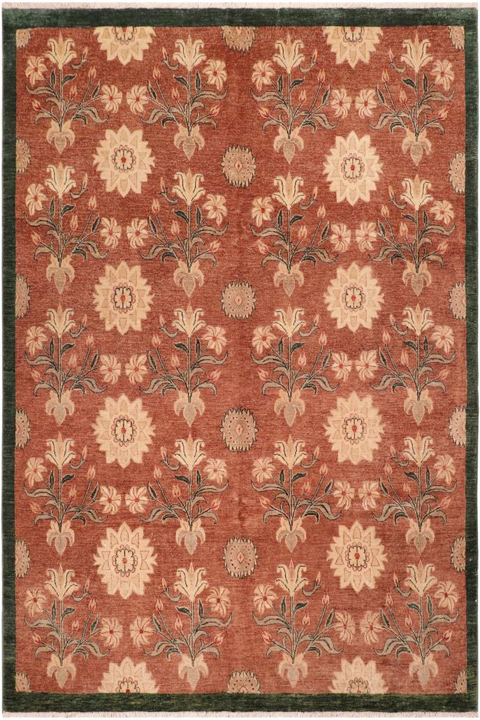 handmade Transitional Kafkaz Brown Green Hand Knotted RECTANGLE 100% WOOL area rug 8 x 9