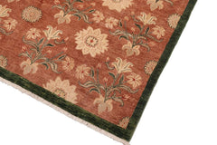 handmade Transitional Kafkaz Brown Green Hand Knotted RECTANGLE 100% WOOL area rug 8 x 9