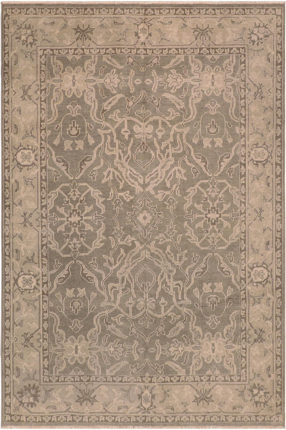 handmade Traditional Kafkaz Gray Tan Hand Knotted RECTANGLE 100% WOOL area rug 7' x 9'