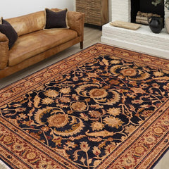 handmade Traditional Kafkaz Blue Brown Hand Knotted RECTANGLE 100% WOOL area rug 8 x 10