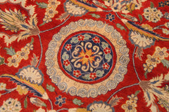 Antique Agra Tabriz Bettye Red/Blue Wool Rug - 9'2'' x 12'3''