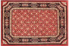 handmade Transitional Kafkaz Red Black Hand Knotted RECTANGLE 100% WOOL area rug 9' x 12'