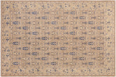 handmade Transitional Kafkaz Tan Blue Hand Knotted RECTANGLE 100% WOOL area rug 8' x 10'