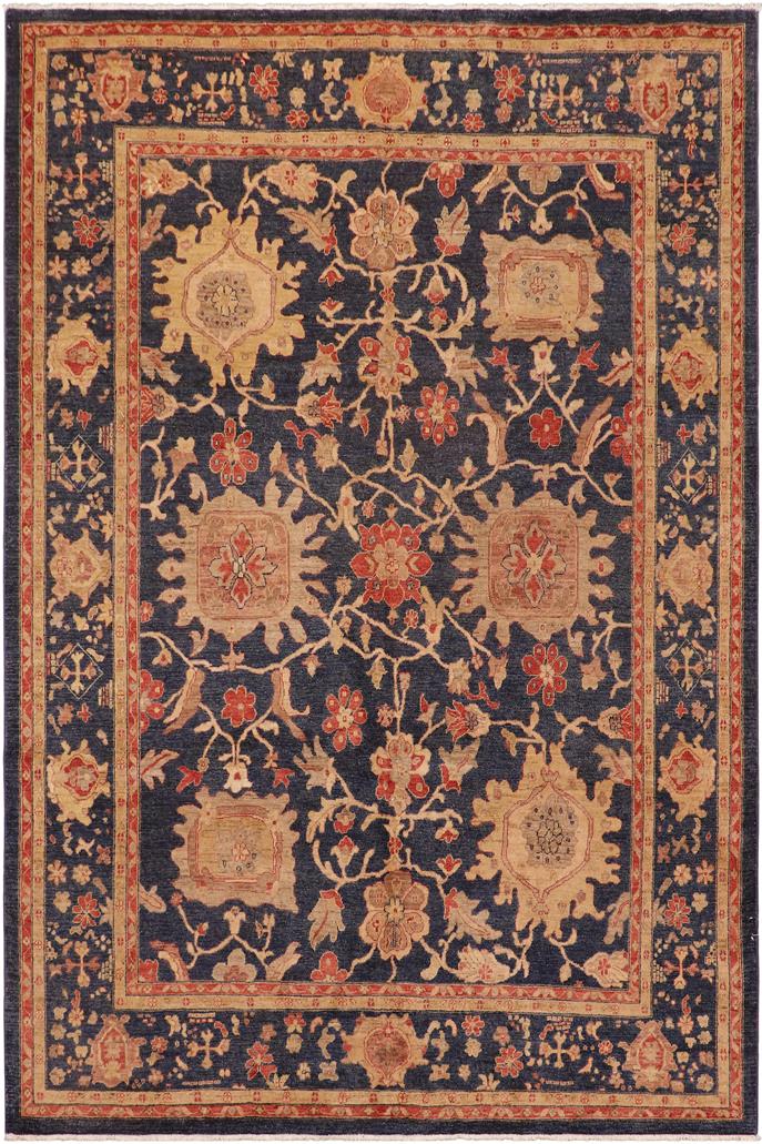 handmade Traditional Kafkaz Blue Tan Hand Knotted RECTANGLE 100% WOOL area rug 8 x 10