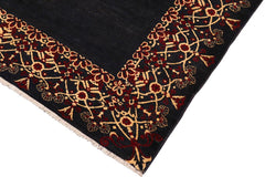 handmade Modern Kafkaz Navy Beige Hand Knotted RECTANGLE 100% WOOL area rug 8 x 10