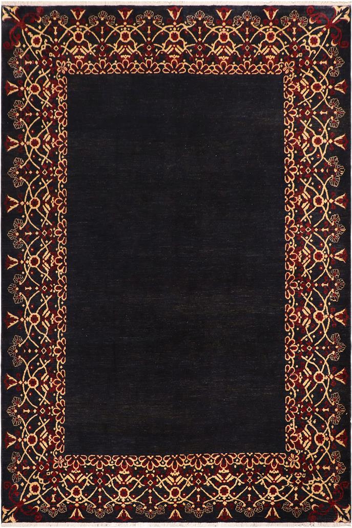 handmade Modern Kafkaz Navy Beige Hand Knotted RECTANGLE 100% WOOL area rug 8 x 10