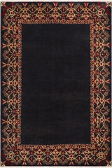 handmade Modern Kafkaz Navy Beige Hand Knotted RECTANGLE 100% WOOL area rug 8 x 10