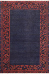 handmade Modern Kafkaz Blue Rust Hand Knotted RECTANGLE 100% WOOL area rug 8 x 10