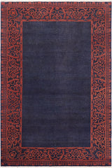 handmade Modern Kafkaz Blue Rust Hand Knotted RECTANGLE 100% WOOL area rug 8 x 10