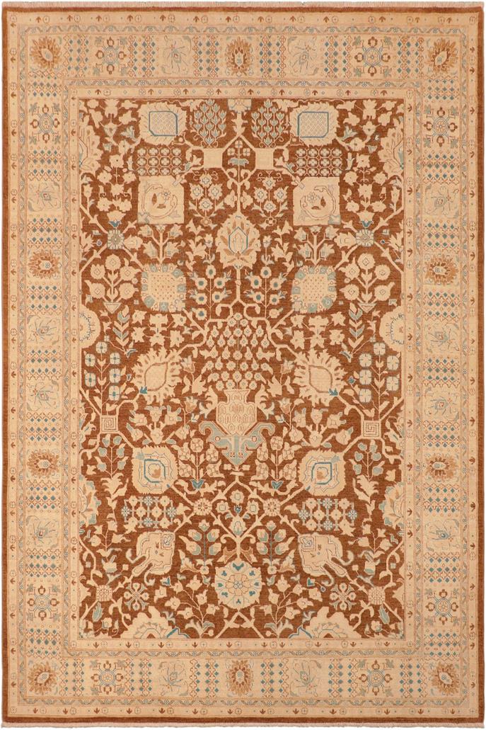 handmade Traditional Kafkaz Brown Beige Hand Knotted RECTANGLE 100% WOOL area rug 8 x 10