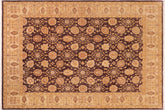 handmade Transitional Kafkaz Aubergine Beige Hand Knotted RECTANGLE 100% WOOL area rug 8' x 9'