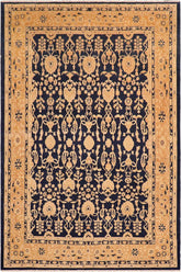 handmade Traditional Kafkaz Blue Dark Tan Hand Knotted RECTANGLE 100% WOOL area rug 8 x 10