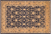 handmade Transitional Kafkaz Blue Dark Tan Hand Knotted RECTANGLE 100% WOOL area rug 8' x 10'