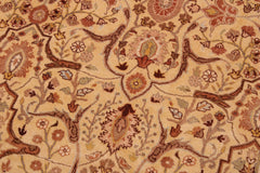 handmade Transitional Lahore Gold Rose Hand Knotted RECTANGLE 100% WOOL area rug 9' x 12'