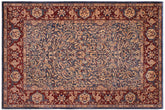 handmade Traditional Lahore Blue Aubergine Hand Knotted RECTANGLE 100% WOOL area rug 9' x 12'