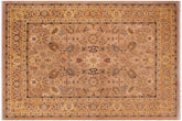 handmade Traditional Lahore Tan Gold Hand Knotted RECTANGLE 100% WOOL area rug 9' x 12'