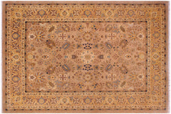 handmade Traditional Lahore Tan Gold Hand Knotted RECTANGLE 100% WOOL area rug 9' x 12'