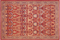 handmade Traditional Lahore Red Lt. Brown Hand Knotted RECTANGLE 100% WOOL area rug 9' x 12'