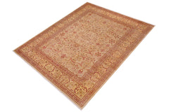 handmade Traditional Lahore Tan Gold Hand Knotted RECTANGLE 100% WOOL area rug 9' x 12'