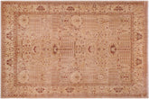 handmade Traditional Lahore Tan Red Hand Knotted RECTANGLE 100% WOOL area rug 9' x 12'